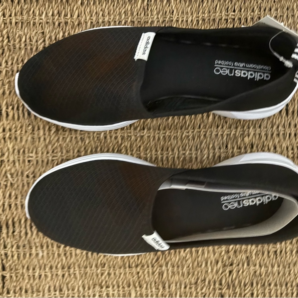 Adidas Black and White Slip-On Shoes